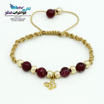 دستبند طلا و سنگ - طرح پروانه-SB0967